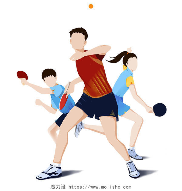 乒乓运动组合乒乓球招生人物运动比赛PNG素材